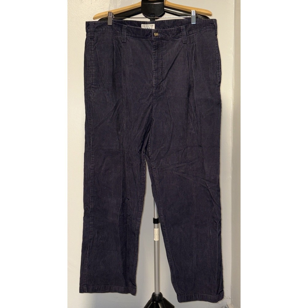 Vintage Covington Corduroy Pants Pleated Front Preppy Purple Mens 40x30